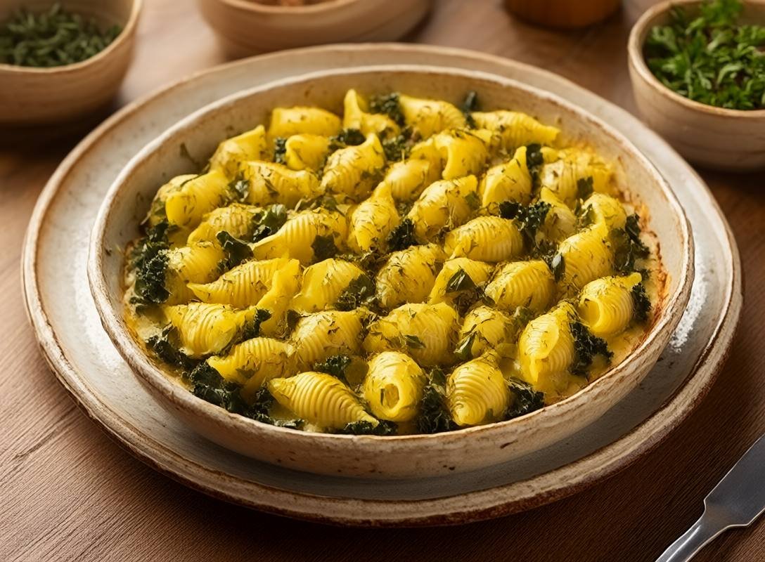 Baked Kale and Ricotta Stuffed Shells