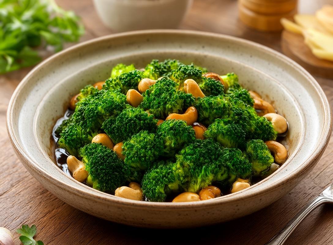 Broccoli and Cashew Stir-Fry with Ginger Soy Sauce