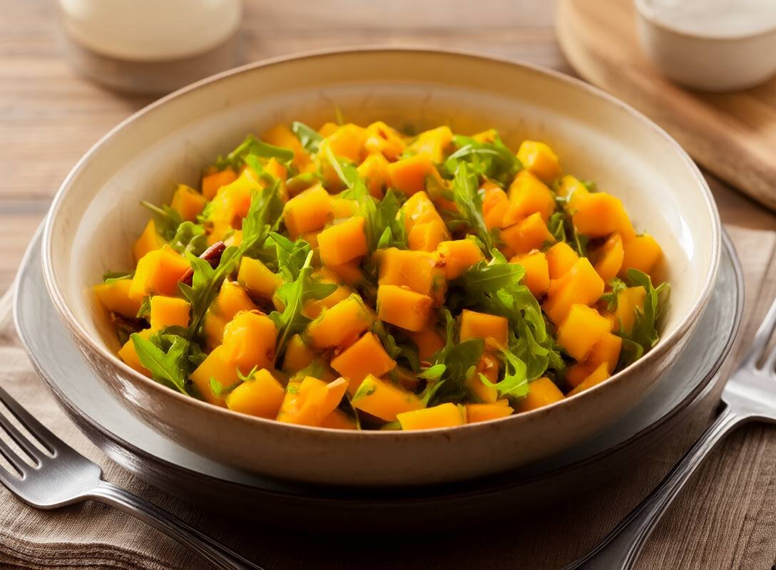 Butternut Squash and Arugula Salad with Toasted Pecans