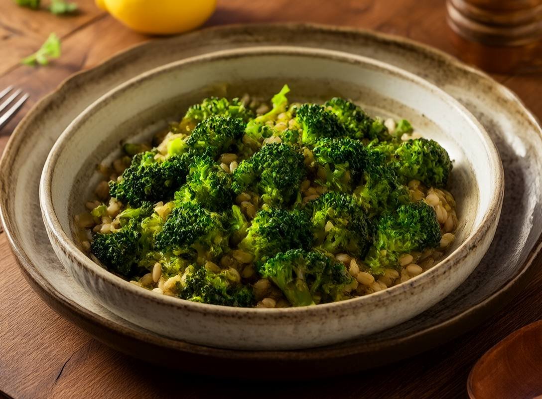 Charred Broccoli and Farro Salad with Lemon-Honey Vinaigrette