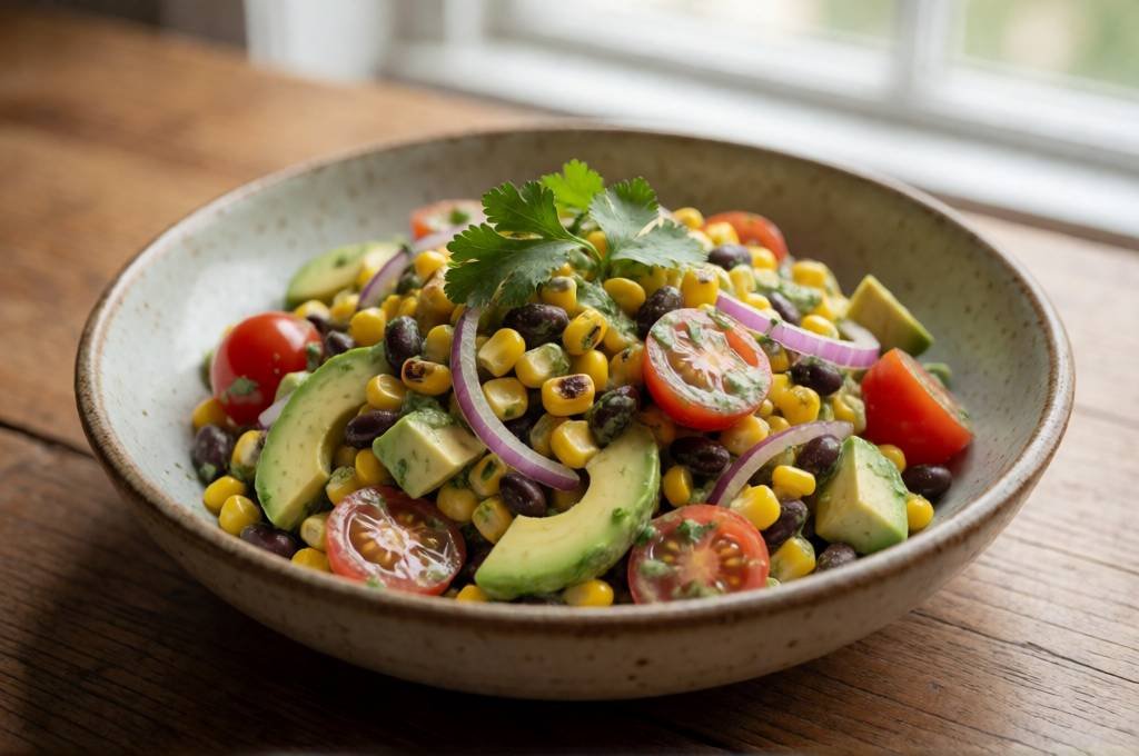 Charred Corn and Black Bean Salad with Cilantro-Lime Dressing