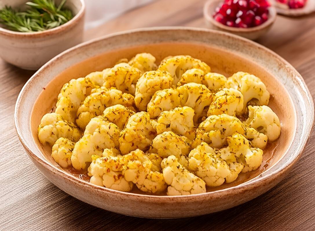Chermoula-Marinated Grilled Cauliflower Steaks with Pomegranate
