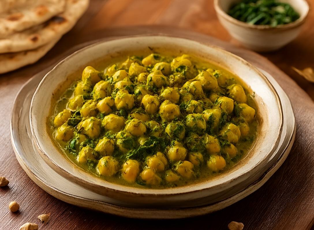 Chickpea and Spinach Coconut Curry with Naan