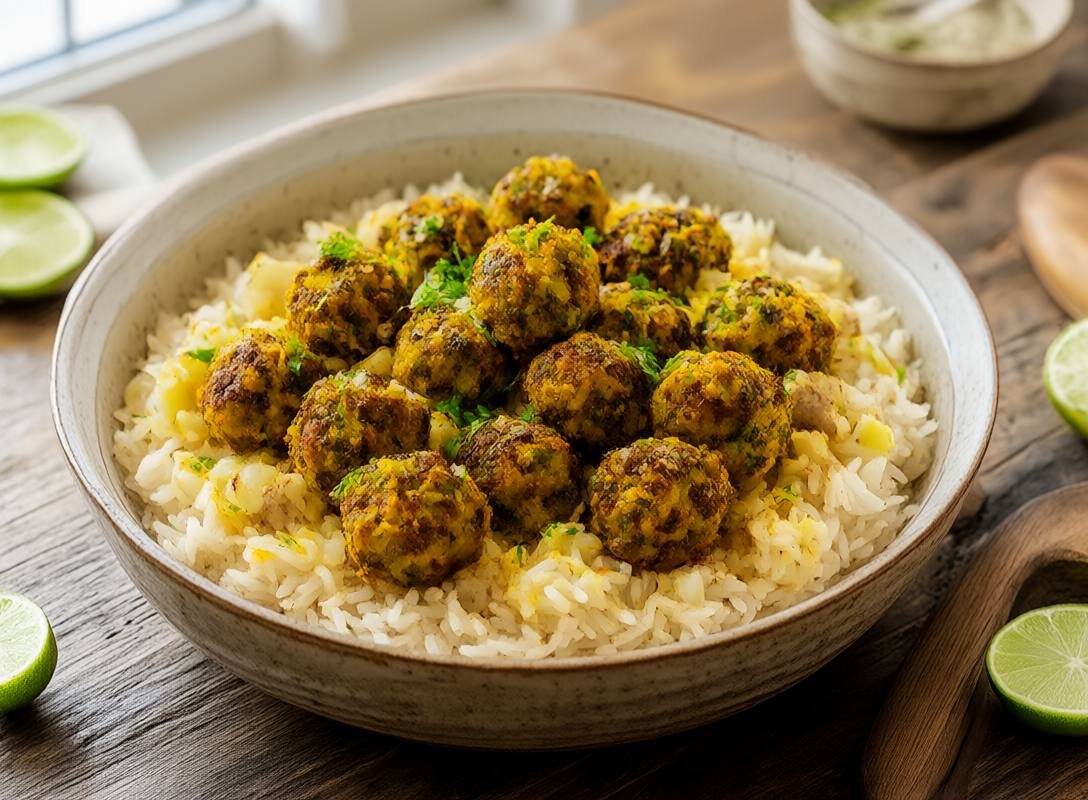 Chickpea Zucchini Kofta with Spiced Coconut Sauce