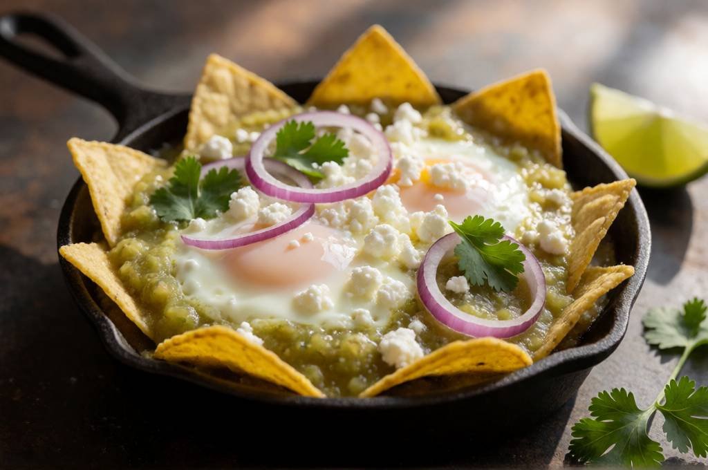 Chilaquiles Verdes with Baked Eggs