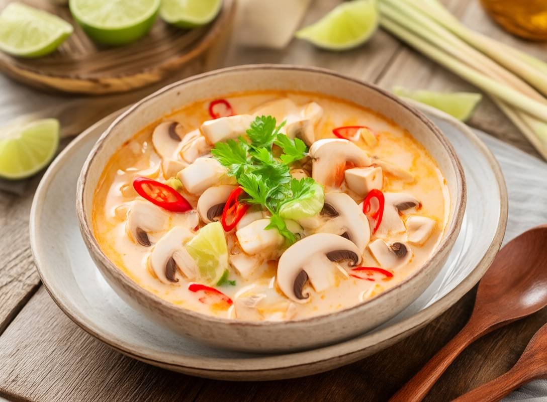Coconut Lemongrass Mushroom Soup : Vegan Tom Kha