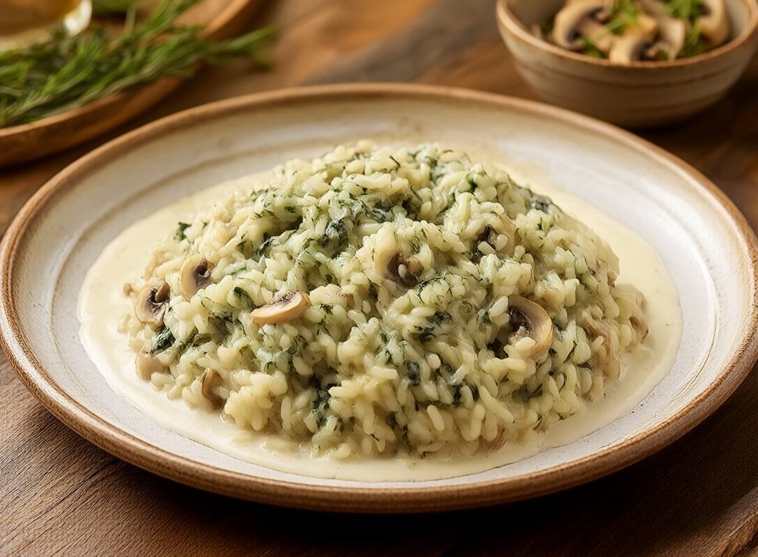 Creamy Spinach and Mushroom Risotto Recipe