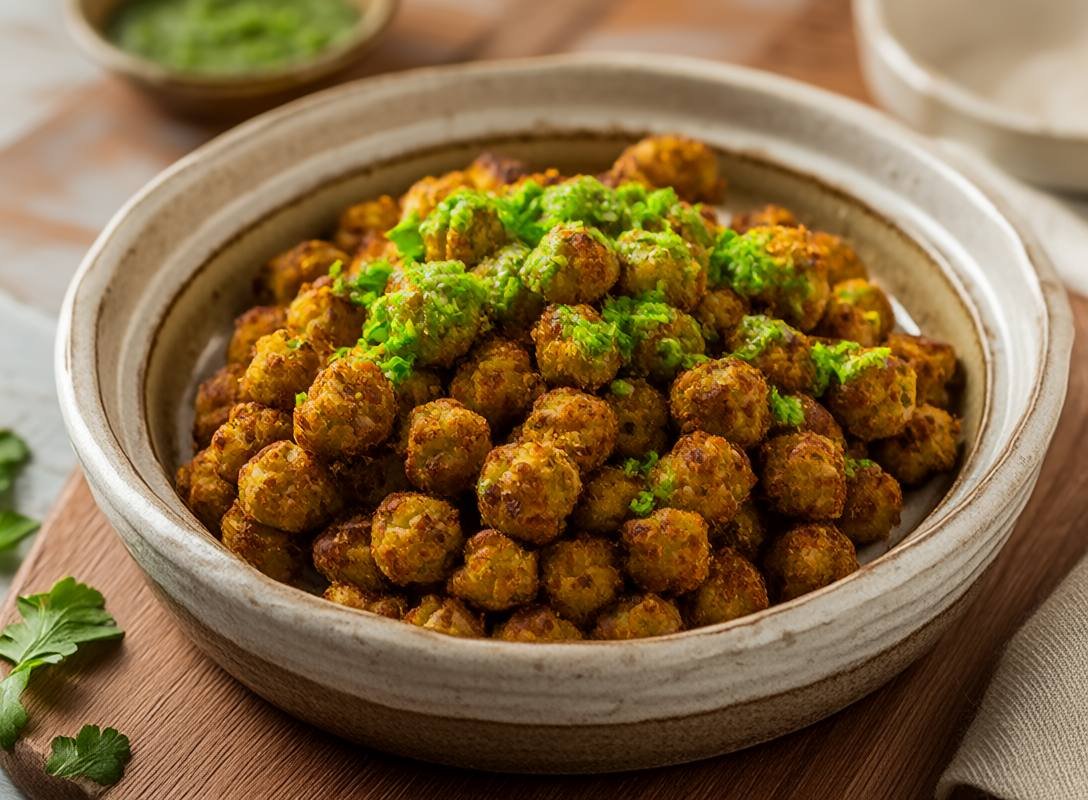 Crispy Chickpea and Quinoa Patties with Zingy Cilantro Sauce