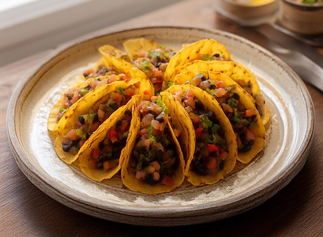 Crispy Potato Tacos with Black Bean Salsa