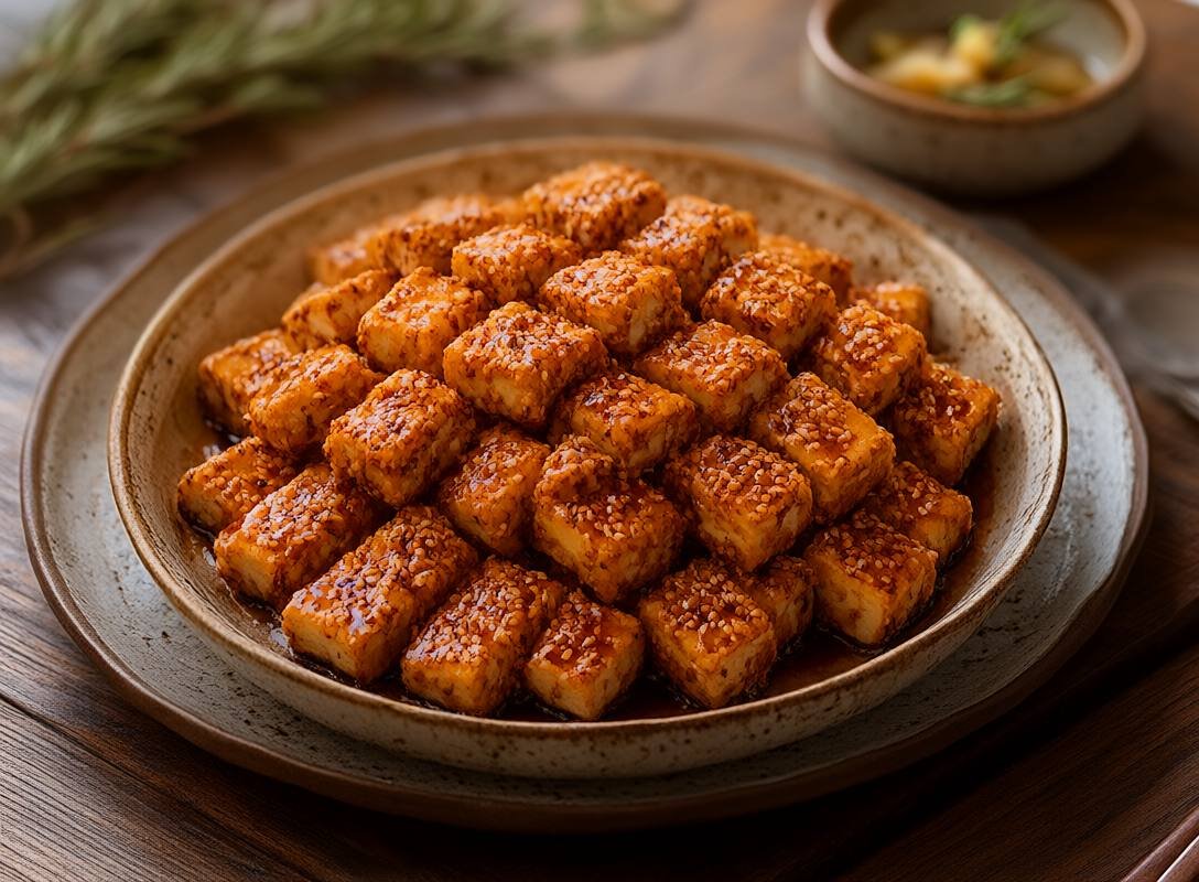 Crispy Sesame-Crusted Tofu with Ginger Soy Glaze