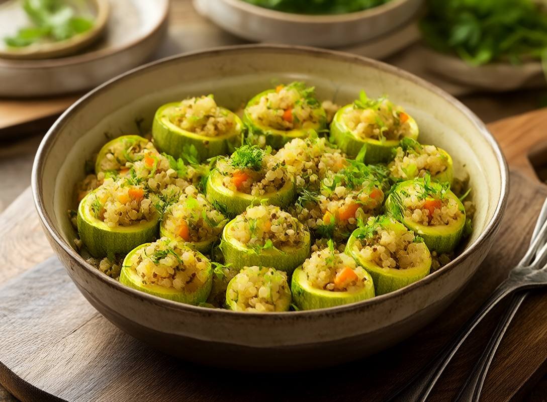 Vegetarian Zucchini Boats with Quinoa and Cheese