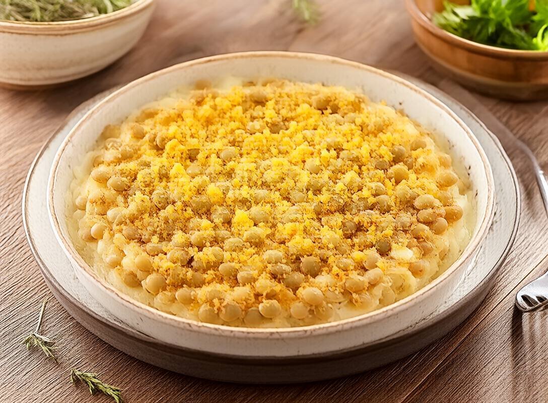 French Lentil and Celeriac Gratin with Dijon Crumb