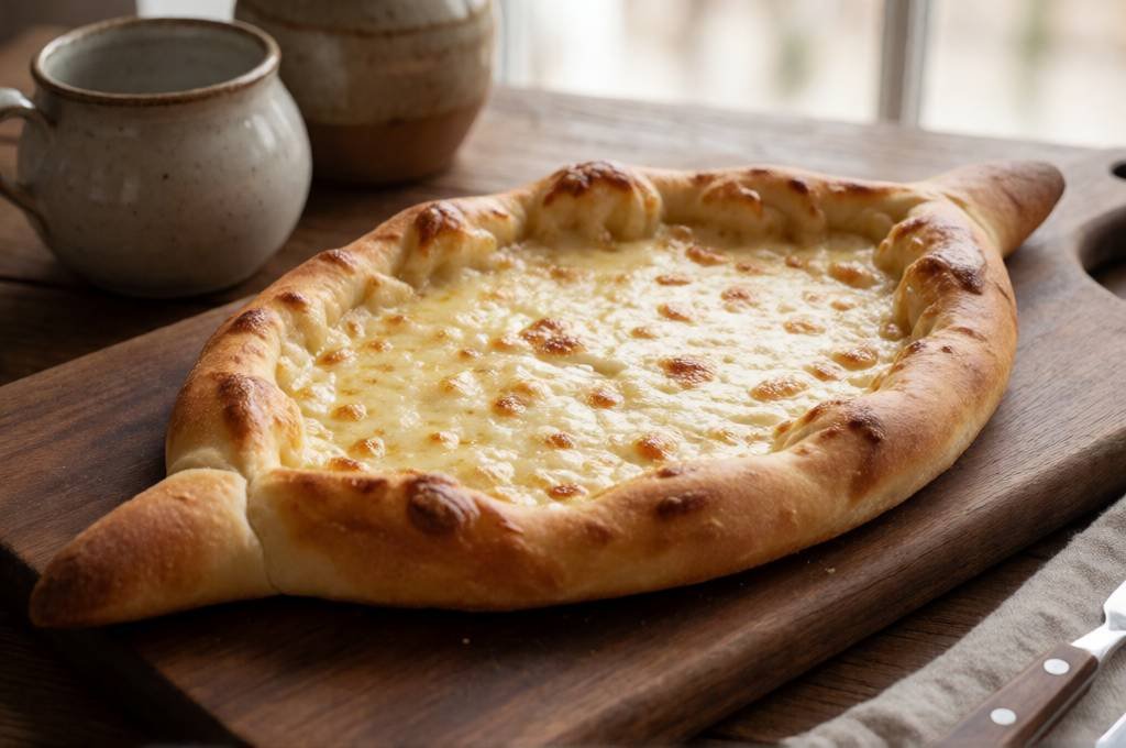 Adjaruli Khachapuri - Georgian Cheese Bread Boat