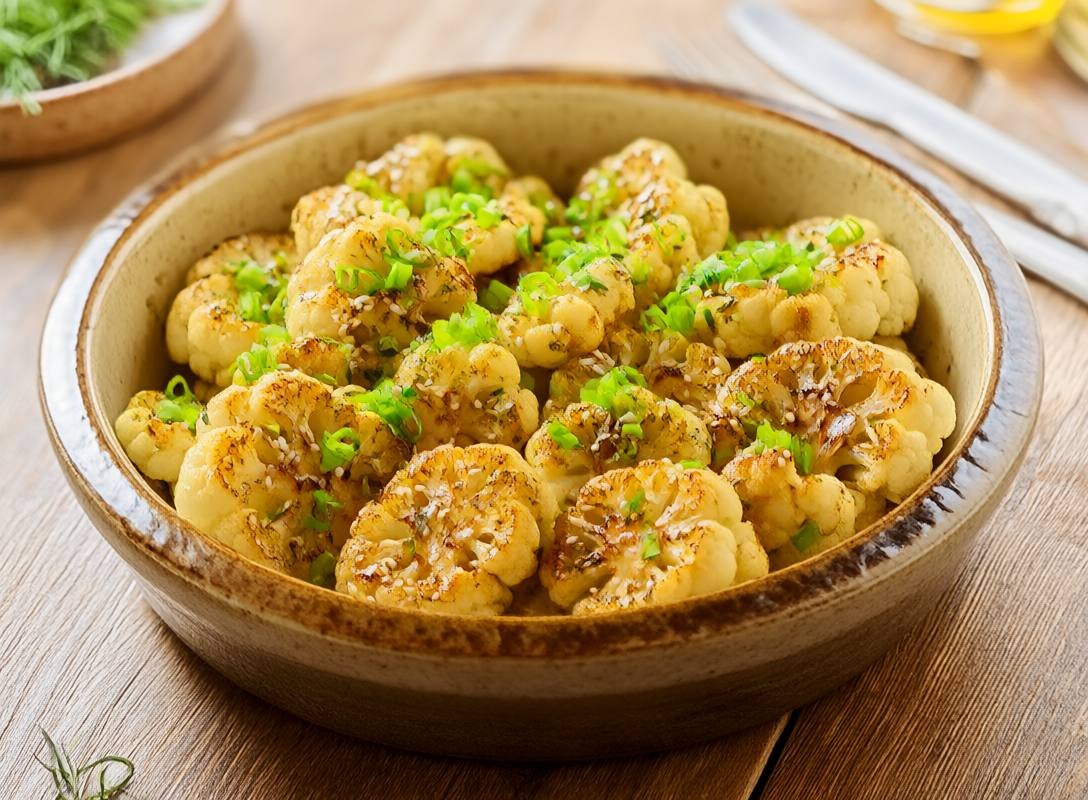 Glazed Roasted Cauliflower Steaks with Sesame and Scallions