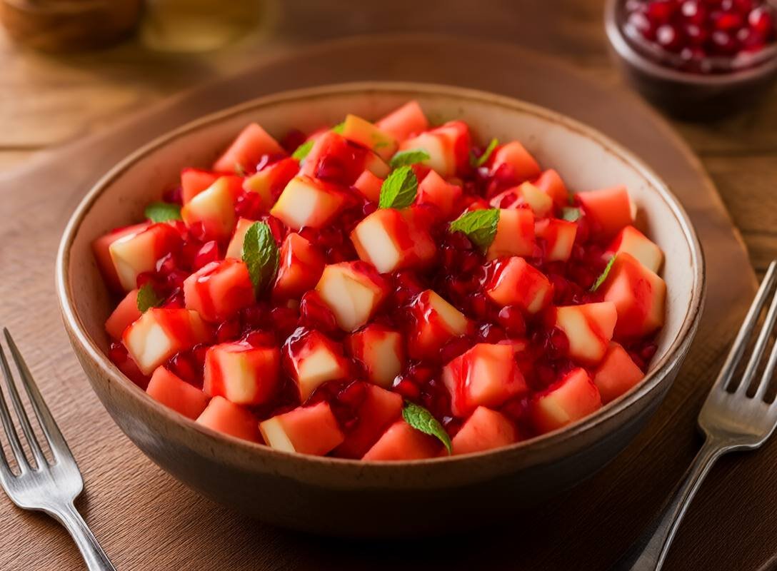 Grilled Watermelon and Halloumi Salad with Mint-Pomegranate Dressing