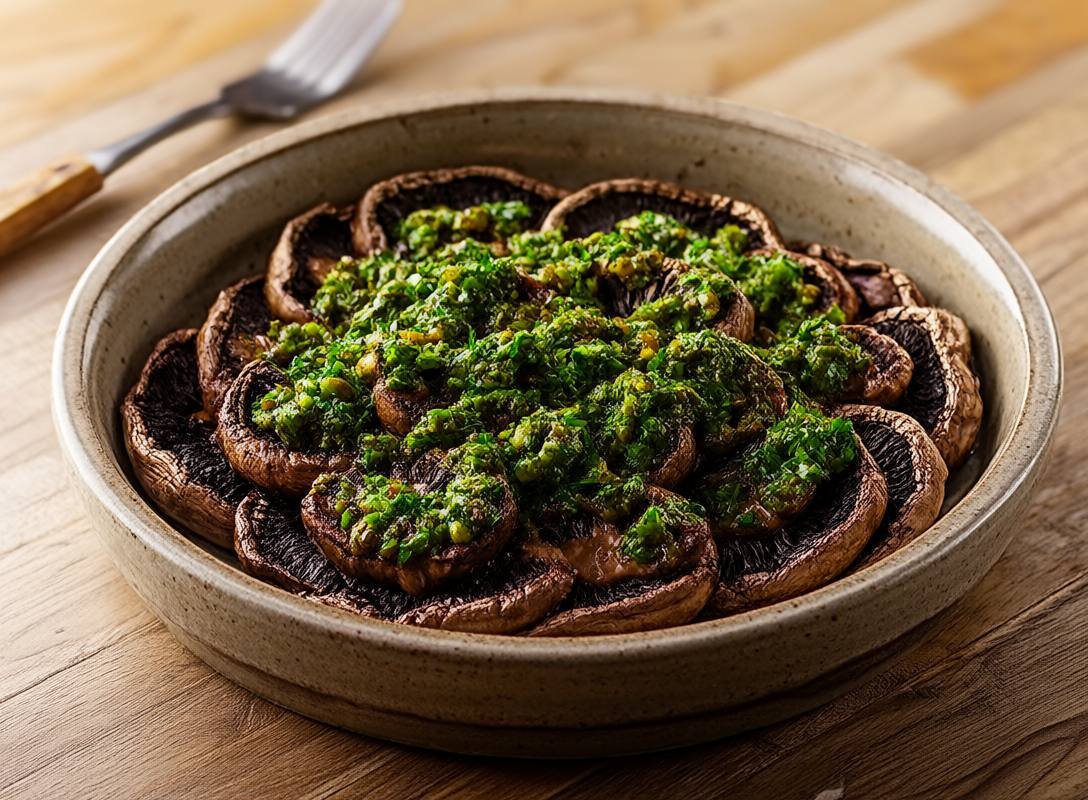 Grilled Portobello Mushroom Steaks with Zesty Chimichurri Sauce