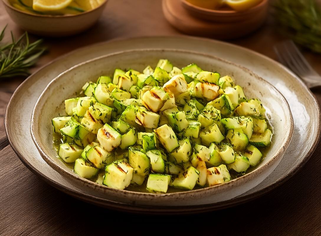 Grilled Zucchini and Halloumi Salad with Lemon Vinaigrette