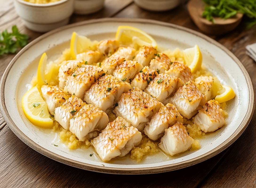 Lemon Garlic Baked Snapper with Couscous Salad