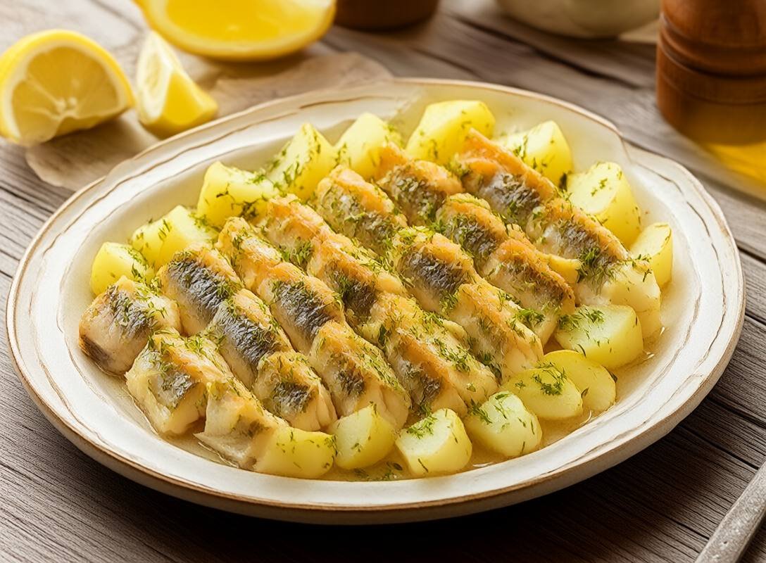 Baked Trout with Potatoes, Lemon-Parsley Style