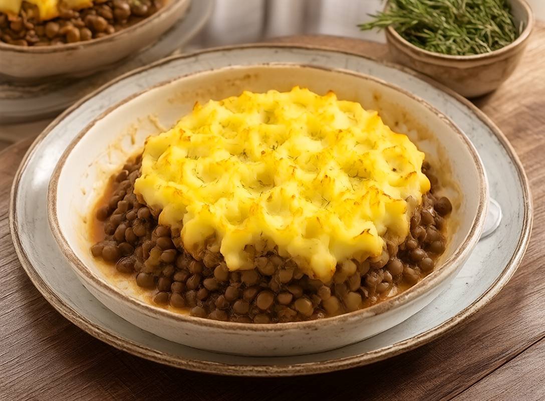 Mushroom and Lentil Shepherd’s Pie with Olive Oil Mash
