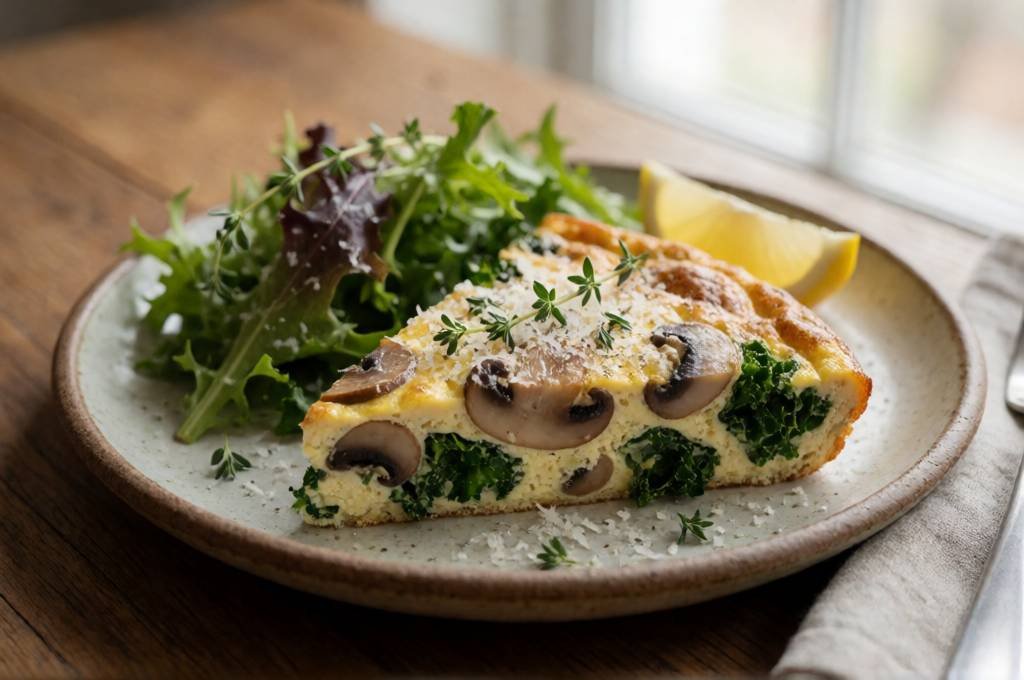 Mushroom & Kale Frittata – Golden Baked Egg Skillet