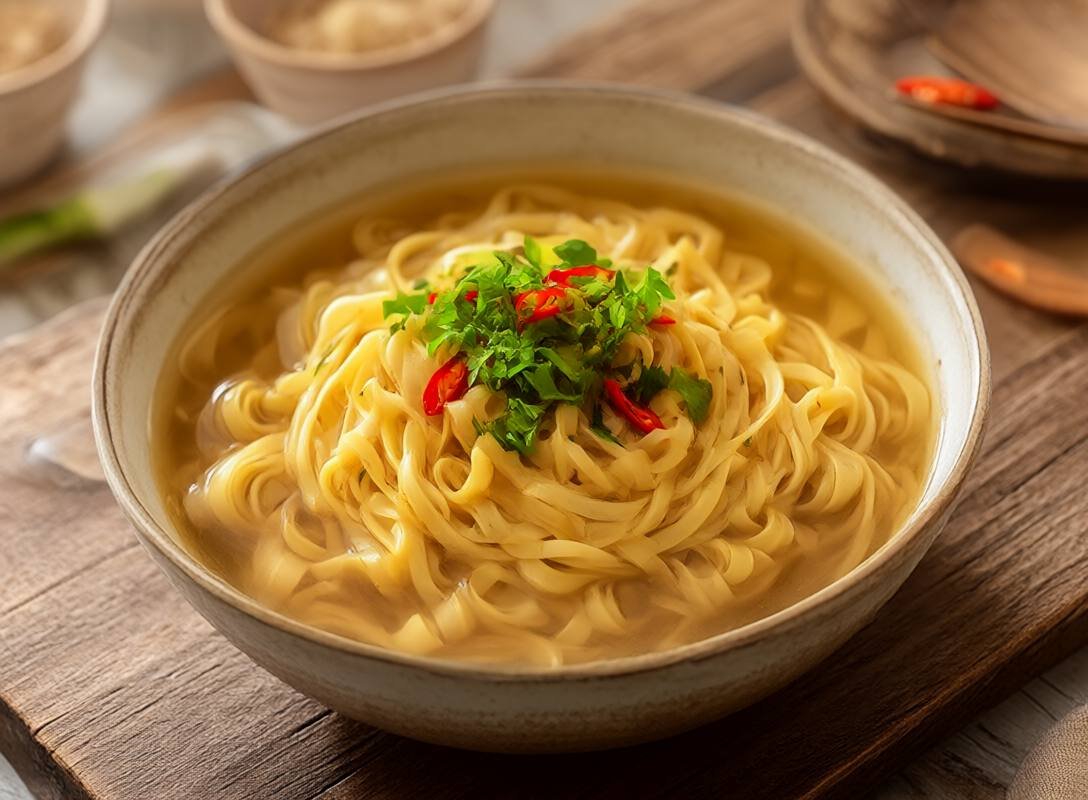 Nourishing Vegan Garlic Ginger Miso Noodle Soup