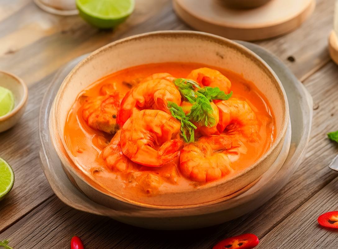 Pescatarian-Friendly Thai Red Curry with Prawns and Bamboo