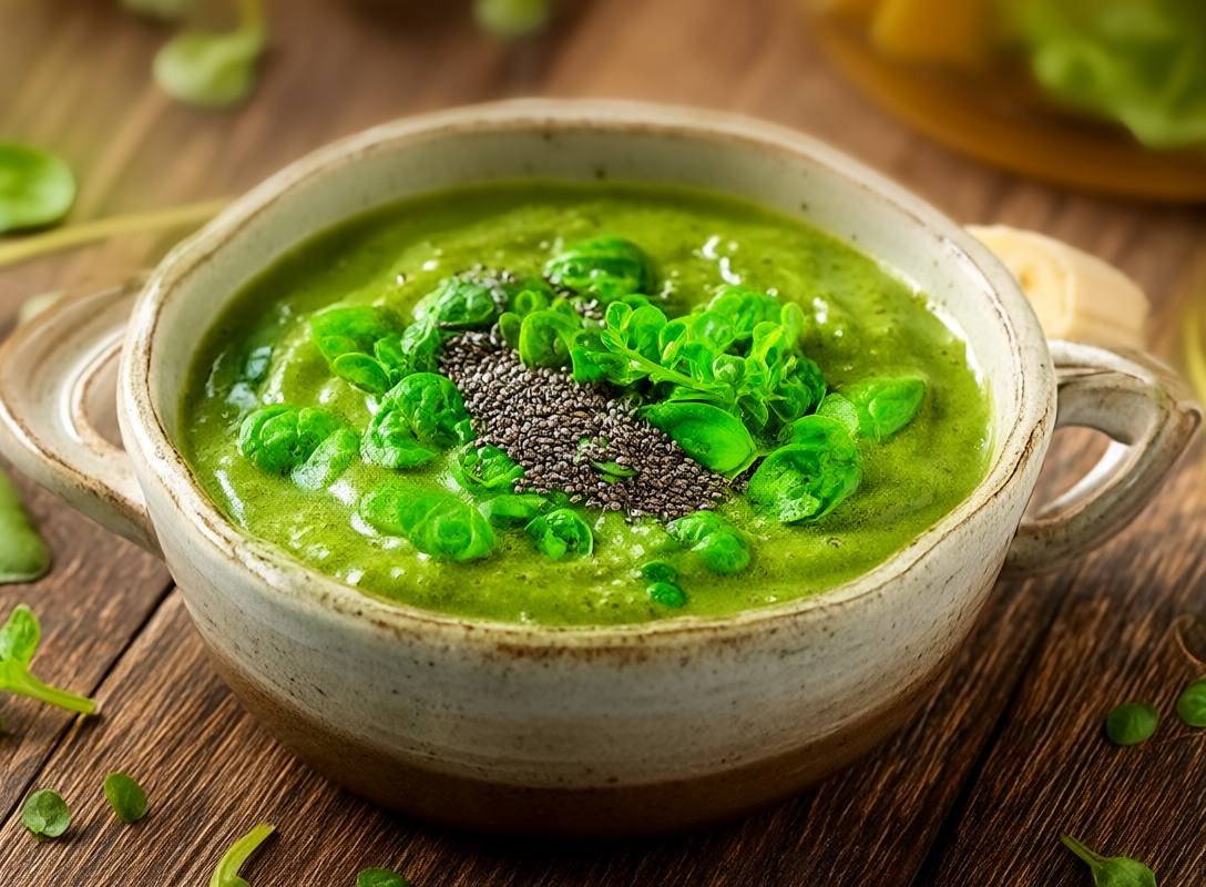 Refreshing Detox Green Smoothie with Spinach, Banana & Chia Seeds