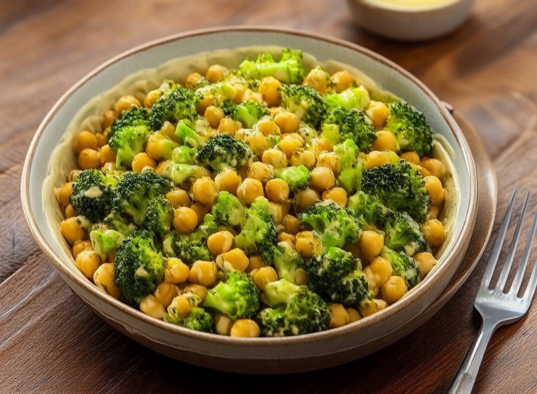 Roasted Broccoli and Chickpea Buddha Bowl with Lemon Tahini Sauce