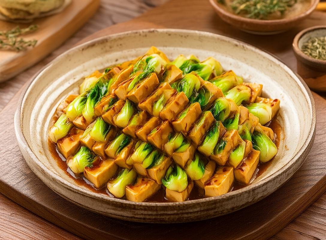 Sesame-Ginger Glazed Tofu with Garlic Bok Choy