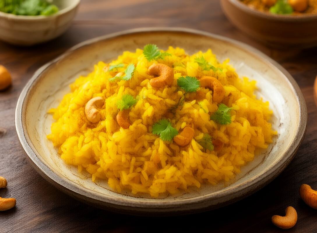 Turmeric Coconut Rice with Roasted Cashews and Cilantro