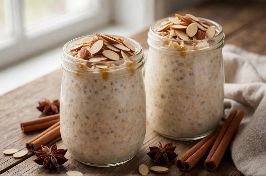 Vanilla Chai Overnight Oats with Toasted Almonds