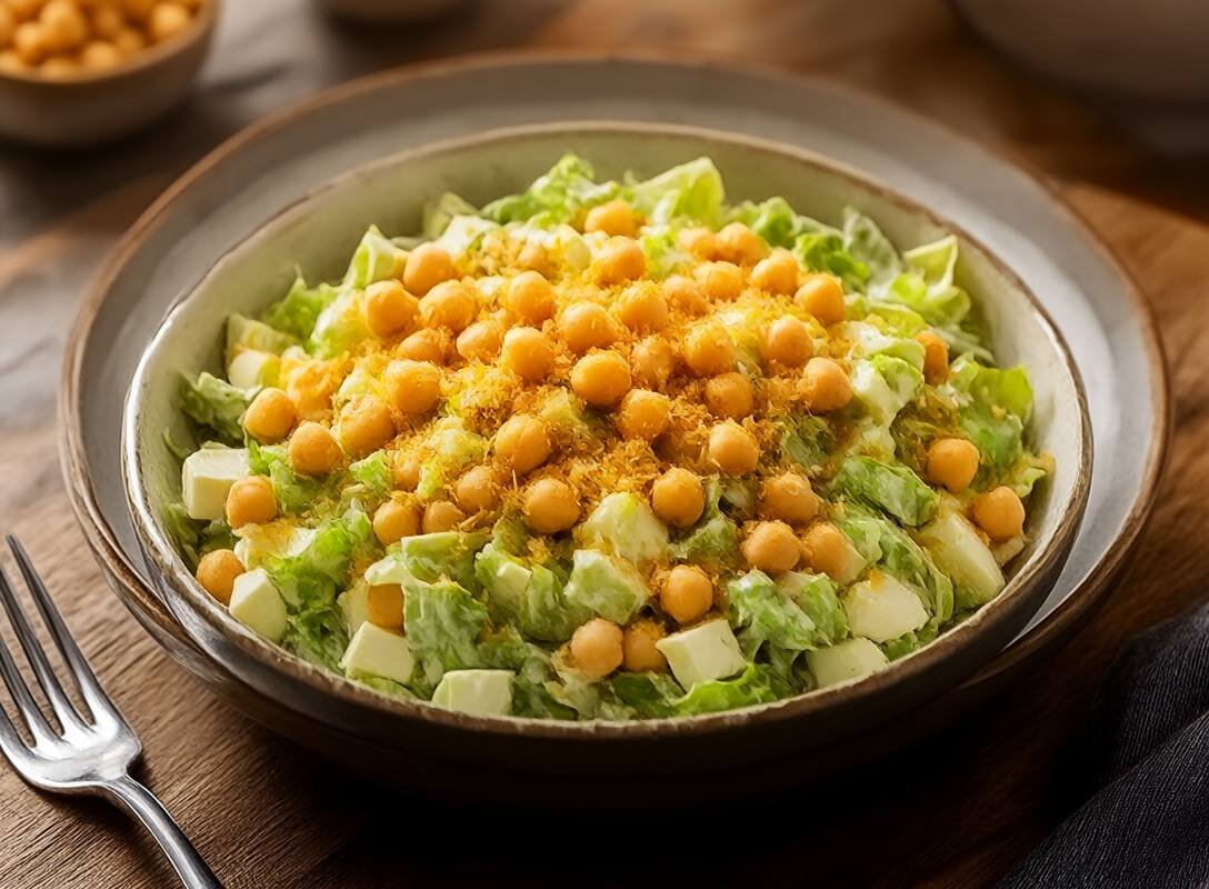 Vegan Caesar Salad with Crunchy Chickpeas
