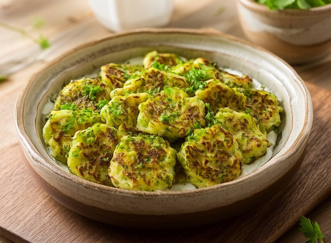 Zucchini Fritters with Creamy Yogurt Dip