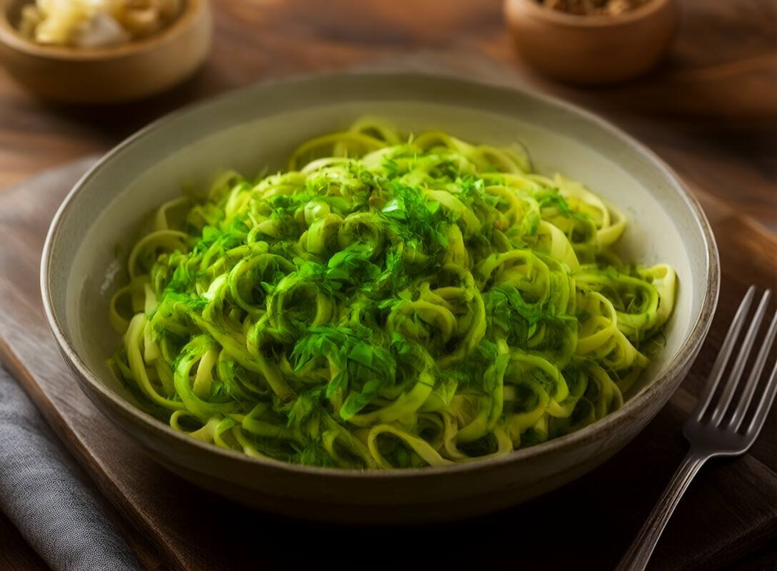Zucchini Noodles Pesto with Garlic Basil & Walnuts