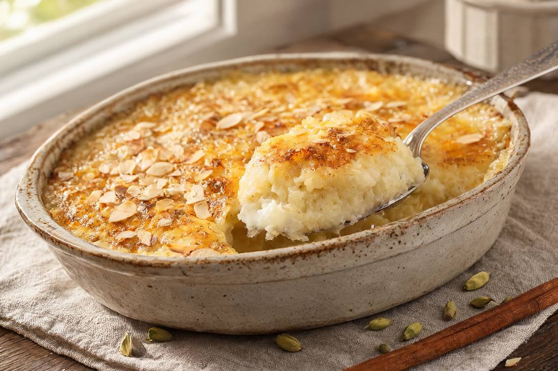 Masala Chai Baked Rice Pudding