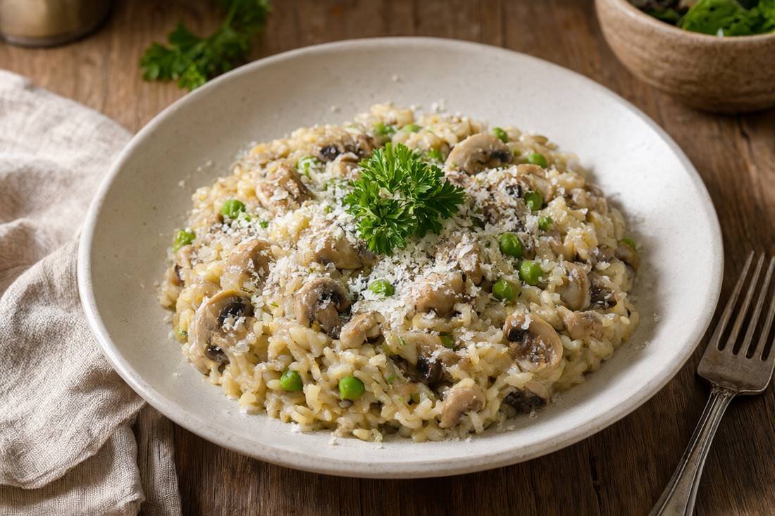 Mushroom and Pea Risotto