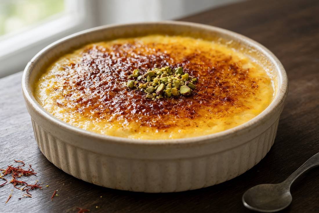 Saffron Cardamom Kheer Brûlée