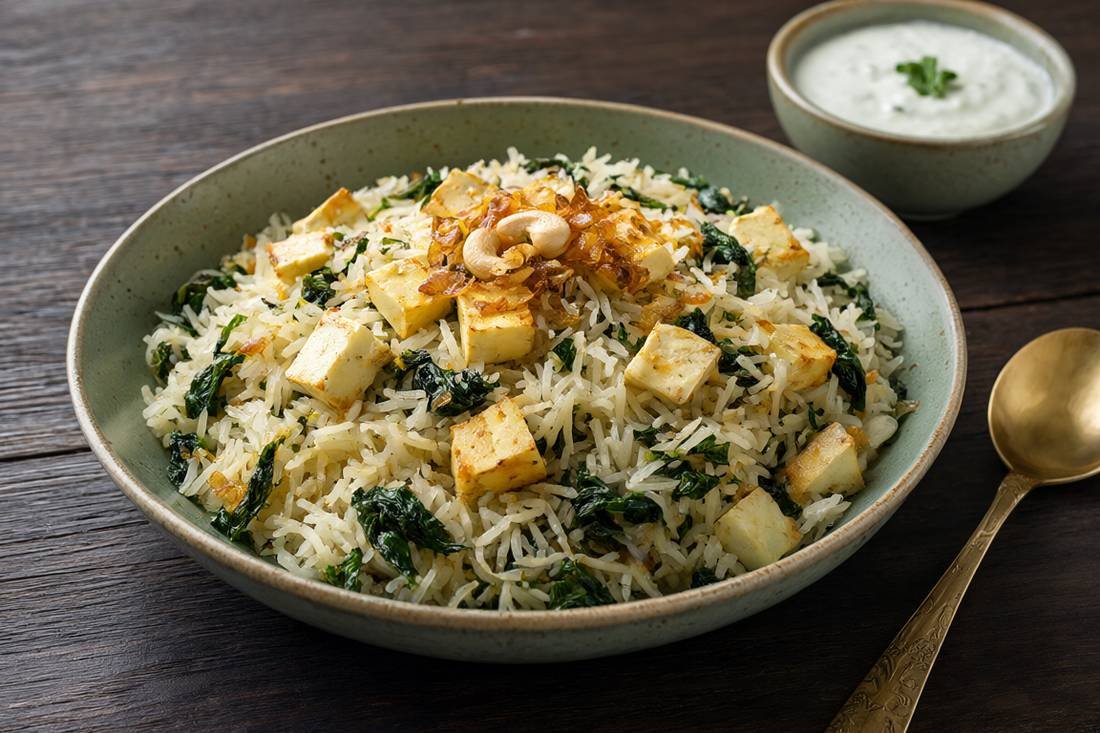 Spinach and Paneer Pulao